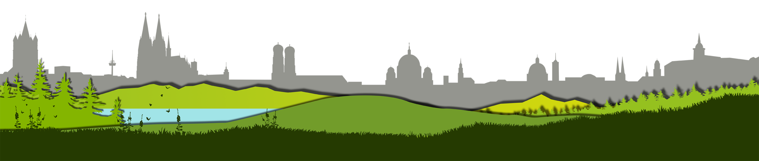 Hintergrund mit farbiger Silhouette einer Skyline