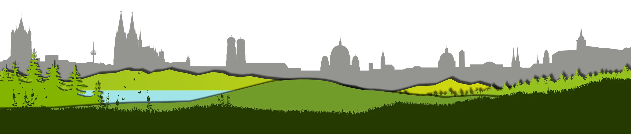Hintergrund mit farbiger Silhouette einer Skyline